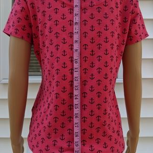 CHARTER CLUB SMALL TOP PINK W/ BLUE ANCHORS SOFT